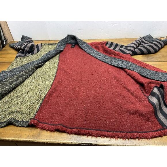 Ali Miles Boucle Knit Flyaway Colorblock 3/4 Sleeve Cardigan Sweater Womens 2X - Picture 11 of 12